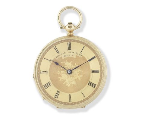 Camerer Kuss &amp; Co, Geneve. An 18K gold key wind open face pocket watchDate: Circa 1870Movement: Gilt cylinder, 3-arm bala