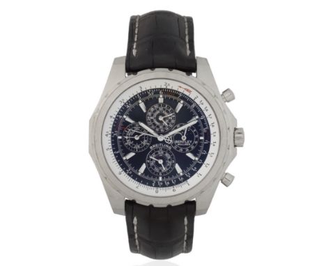 Breitling for Bentley. An 18K white gold Limited Edition automatic perpetual calendar chronograph wristwatch with moon phase,
