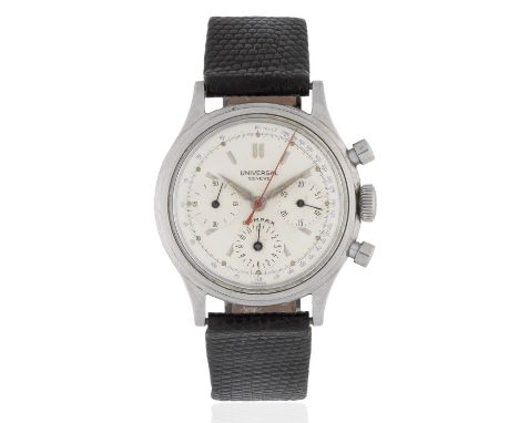 Universal Genève. A stainless steel manual wind calendar chronograph wristwatchModel: CompaxReference: 22295 3Date: Circa 195