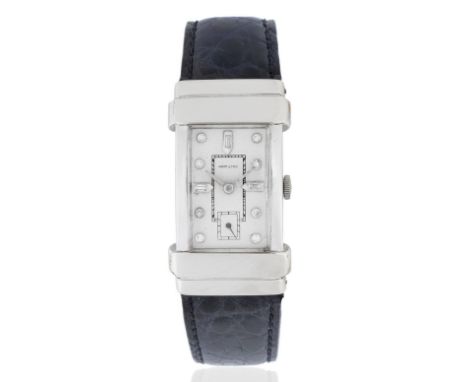 Hamilton. A platinum manual wind rectangular wristwatch with hooded lugsDate: Circa 1940Movement: 19-jewel Cal.982 manual win