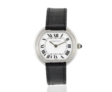 Cartier. A lady's 18K white gold automatic wristwatchModel: EllipseDate: Circa 2010Movement: 17-jewel ETA Cal.2512 manual win