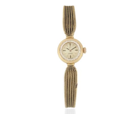 Omega. A lady's 18K gold manual wind bracelet watchReference: 7112Date: Circa 1961Movement: 17-jewel Cal.580 manual wind, No.