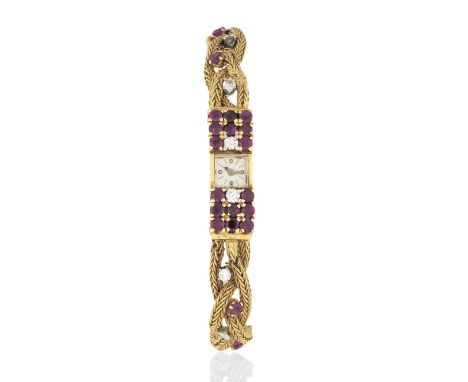 Vacheron &amp; Constantin. A lady's diamond and ruby set 18K gold manual wind cocktail bracelet watchDate: Circa 1958, indist