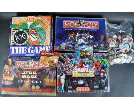 A collection of assorted 1990s board games comprising; two Waddingtons Monopoly sets ( Star Wars Episode 1 and France World C