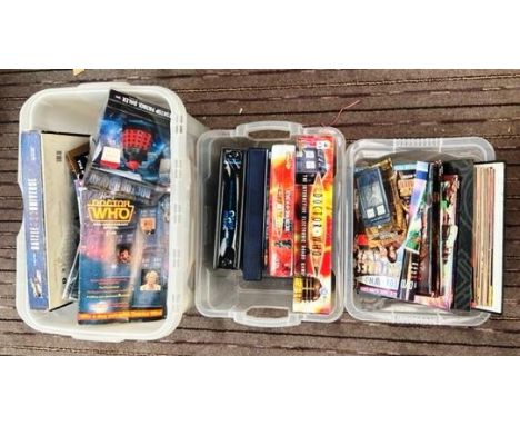 Doctor Who - a large collection of assorted memorabilia spanning three boxes. Includes Classic Who and New Who items; Dr Who 