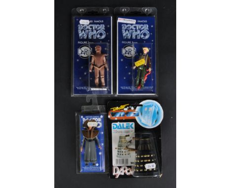 Doctor Who - Dapol - a collection of x4 vintage Dr Who boxed / carded action figures. Including a 1987 black / gold Dalek fig