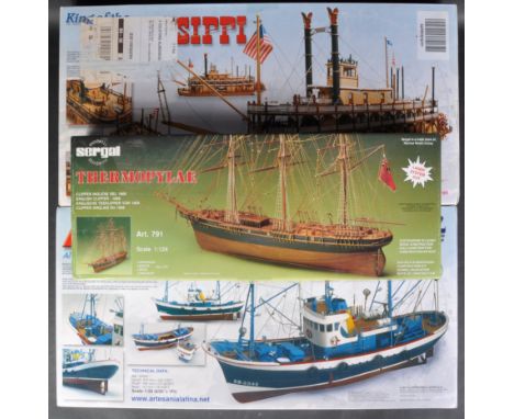 A collection of x3 assorted wooden model kits of sailing interest comprising; Sergal (Italy) 1868 English Clipper, Artesania 