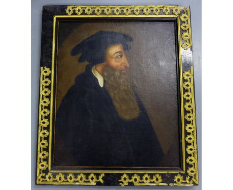 Scottish School Half Length Portrait of John Knox Oil on canvas Frame (a/f)  61 x 66cm 