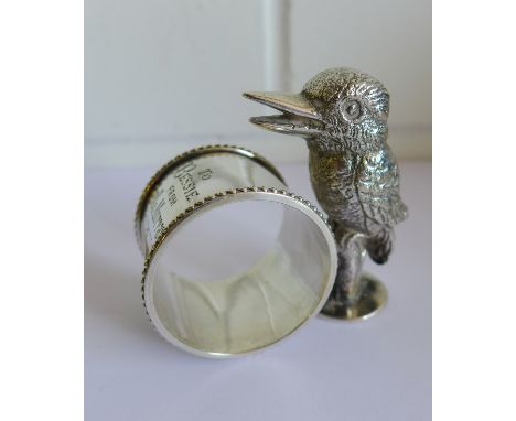 Silver plated novelty bird napkin ring 