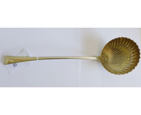 A George V silver soup ladle with shell pattern bowl by the Goldsmith's and Silversmith's Company, London 1932, approx 6.5oz 