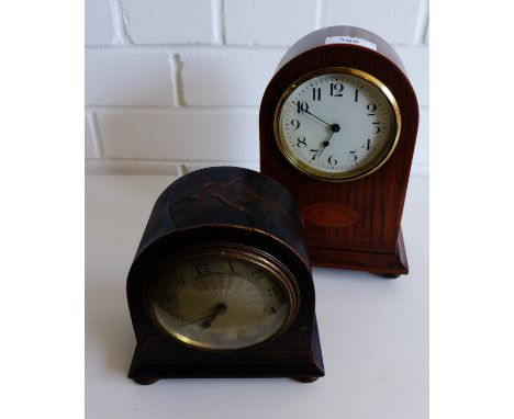 A dome topped mantle clock together with a chinoiserie clock retailed by James Ritchie & Sons, Edinburgh (2)  