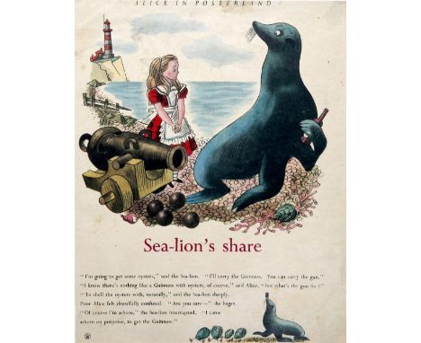 A COLLECTION OF FOURTEEN 1940'S/50'S ALICE IN WONDERLAND GUINNESS ADVERTISEMENTS TO INCLUDE: Sea Lion's share; Alice in Poste