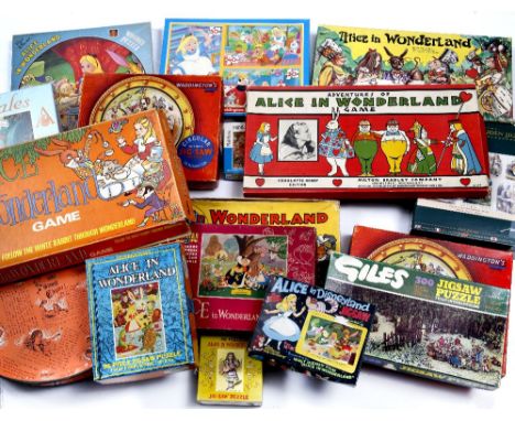A COLLECTION OF VINTAGE ALICE IN WONDERLAND JIGSAW PUZZLES, most boxed; together with some more modern boxed jigsaws