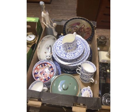 A box containing various ceramics to include Wedgwood, Poole, Spode, Minton, Denby and Royal Copenhagen etc. 