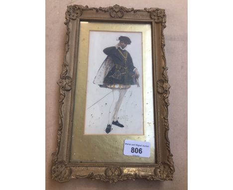 Constance Neubert (1899-1992), full length portrait, watercolour, signed and dated 1916, framed and glazed, gross 16cm x 27cm