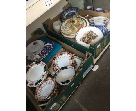 Two boxes of ceramic plates etc, 