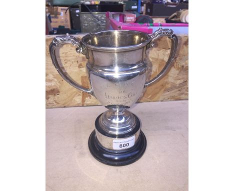 A hallmarked silver trophy inscribed 'Cardwell Trophy Presented to the West Lancashire Music Festival'. Weight - 7oz 