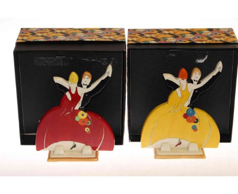 Two Wedgwood Clarice Cliff limited edition jazz figures, boxed