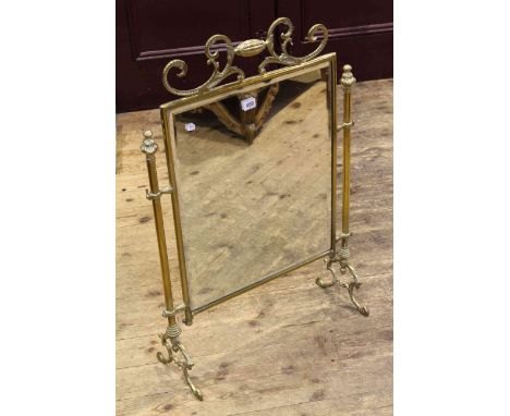 Good Edwardian brass and mirrored firescreen, 59.5cm wide