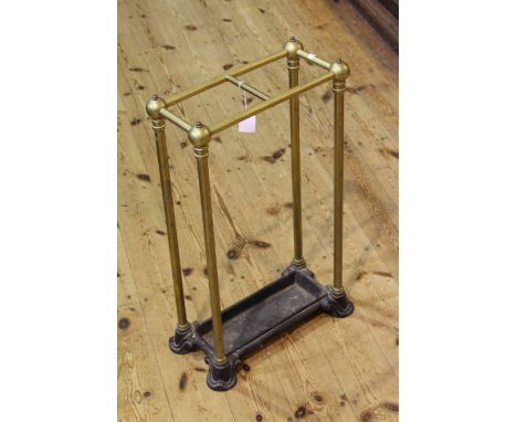 Late Victorian brass and cast iron stick stand