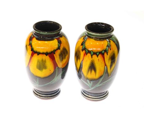 Pair of Poole 'Wild Poppy' vases