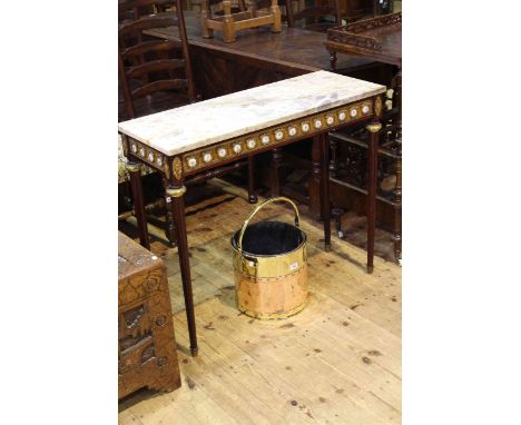 Louis XVI style marble-topped console table, the frieze applied with roundels, 92cm wide