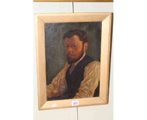 Charles Herbert Steavenson (1867-1951), Self portrait, signed and dated 1894 verso, oil on canvas, framed, 34cm by 24cm