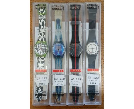 SWATCH SWISS ART: a set of four limited edition Swatch watches designed for the 700th anniversary Swiss Confederation 1991, c