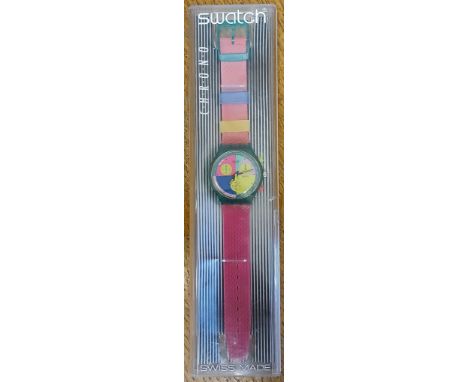 SWATCH CHRONO: a "Flash Arrow" Swatch chronograph wristwatch, circa 1990, ref. SCL100, boxed with papers.  Condition - appear
