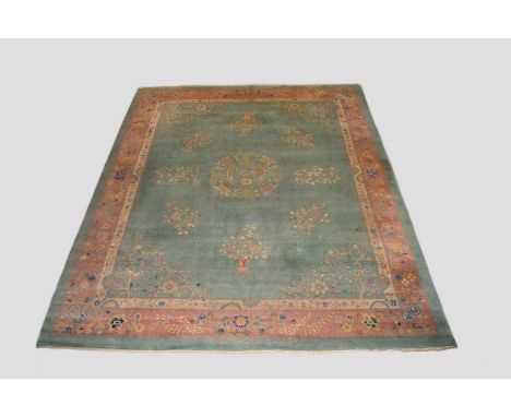 Chinese carpet, Peking, north China, circa 1920s, 14ft. 7in. X 11ft. 10in. 4.45m. X 3.60m. Overall wear; some surface marks. 