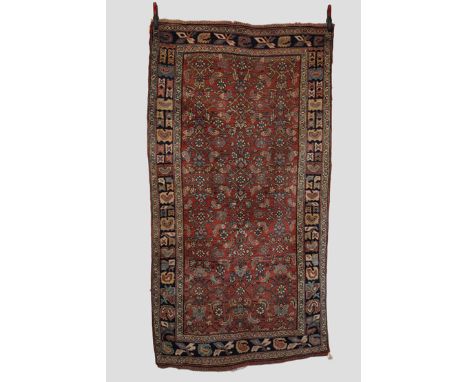 Garrus Bijar rug, north west Persia, circa 1930s-40s,  7ft. 4in. X 4ft. 2.24m. X 1.22m.Slight wear in places. Light terracott