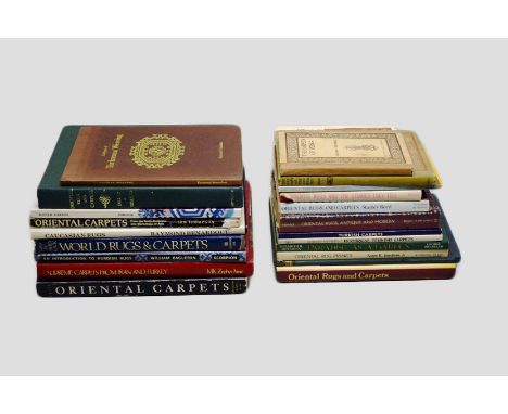 Collection of reference books on Oriental Carpets and Rugs, both hardback and softback, including Ellis, C. G. Oriental Carpe