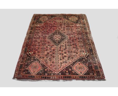 Fayli Lors carpet, Shiraz area, Fars, south west Persia, circa 1950s-60s, 9ft. 3in. X 6ft. 10in. 2.82m. X 2.08m. Sun fading t