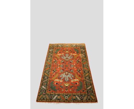 Heriz carpet, north west Persia, circa 1950s, 8ft. 3in. X 5ft. 1in. 2.51m. X 1.55m. Slight unravelling of flatweave at both e