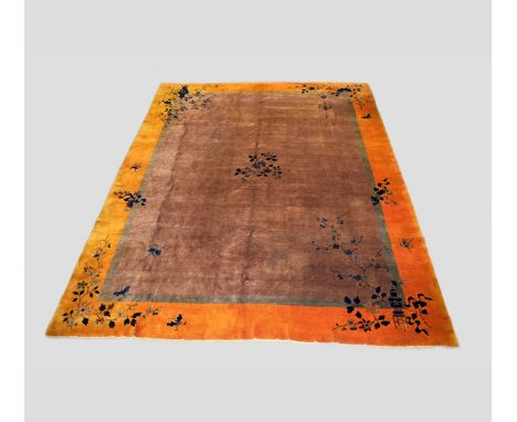 Chinese 'Deco' carpet, Tianjin, north west China, circa 1930s, 14ft. 6in. X 11ft. 1in. 4.42m. x 3.38m. Some wear in places wi