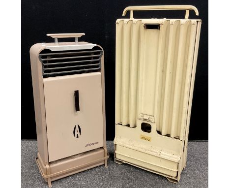 A Vintage ‘Aladdinique’ floor-standing paraffin heater, 70.5cm high;  another, Aladdin paraffin heater, 83cm high, (2). 