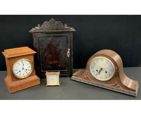 A Richard et Cie / Richard and Co., 19th century Mantel Clock, (later oak case),  Napoleon Hat mantel clock; Smoker’s cabinet