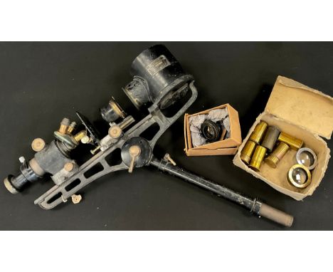 A 1920/30s precision micro projector by Flatters &amp; Garnet Ltd, Manchester, no 1847, with assorted E Leitz, C Reicher, and