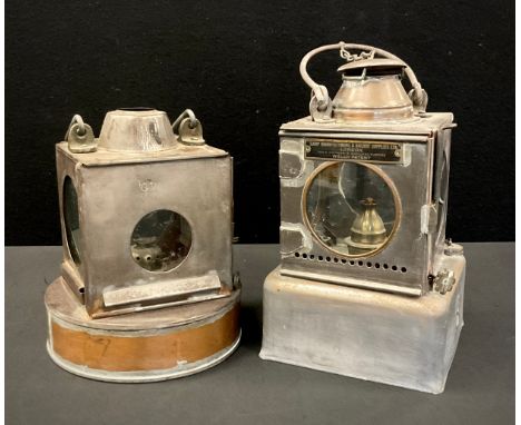 Railways Interest - a GWR (Great Western Rail) Station signal lamp, GWR impressed marks, and indistinct station name, Read***