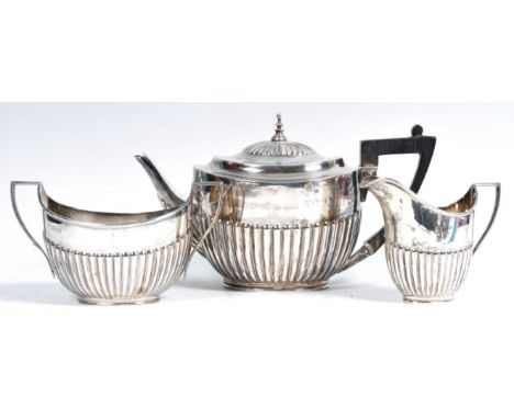 A 19th Century Victorian antique hallmarked silver three piece tea service by&nbsp;William Hutton &amp; Sons (Edward Hutton)&