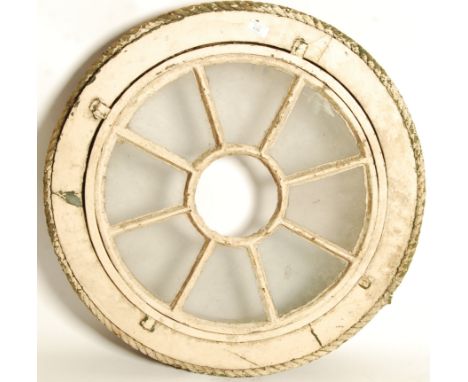 A Georgian George IV 19th Century antique architectural wooden farmed œil de bœuf / bulls eye ( Ox Eye Window ). The window o