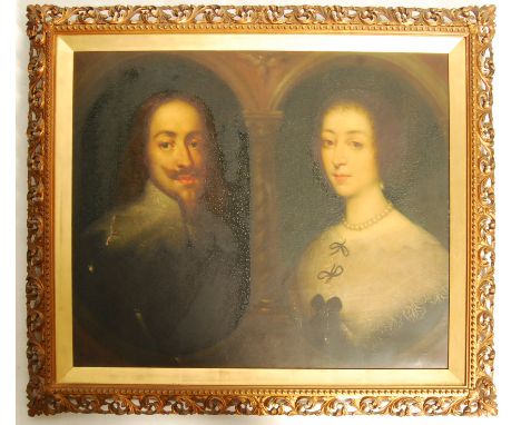 After Anthony Van Dyke (1588-1641) - A 19th Century copy of the famous dual portrait oil on canvas painting depicting Charles