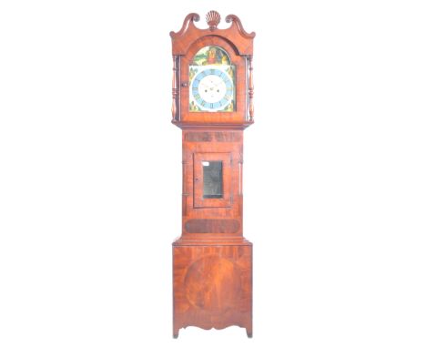 A stunning 19th Century Victorian flame mahogany cased longcase grandfather clock by William Buxton Bishop Auckland. The face