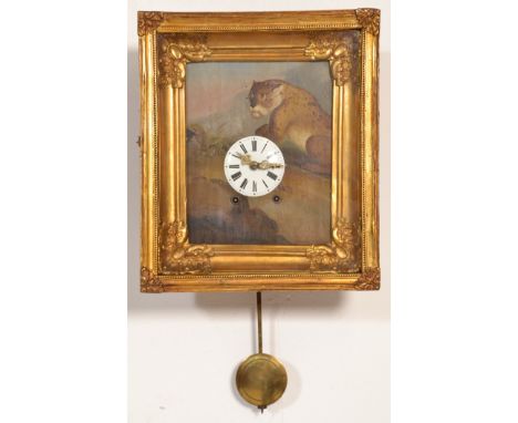 A charming antique 19th century c1870 Black Forest German Automata / Automaton wall clock (likely originally a cuckoo clock).