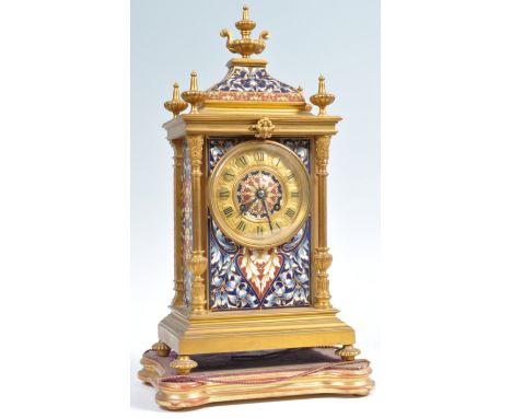 Richard &amp; Cie - A stunning fine antique 19th Century French ormolu and champleve decorated table / mantel clock. Circular