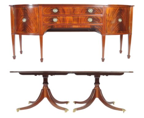 R &amp; R Starling - A stunning Regency Revival 20th Century mahogany, rosewood and satinwood inlaid sideboard and dining tab