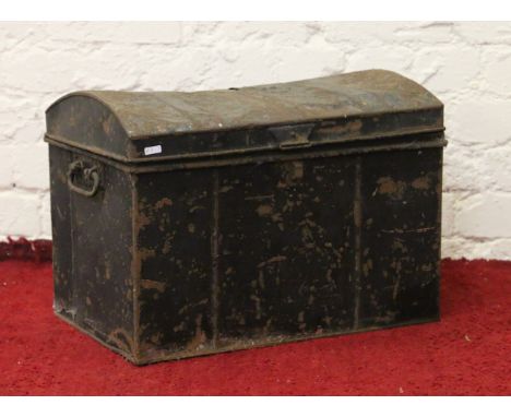A painted dome topped travel trunk.