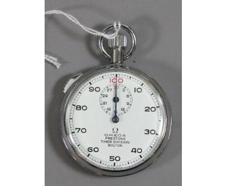 A chrome cased Omega stop watch for Prestons Timer Division Bolton.