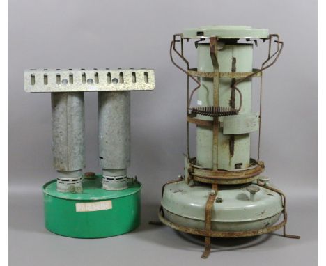 A large military parafin heat lamp along with a green house heater.