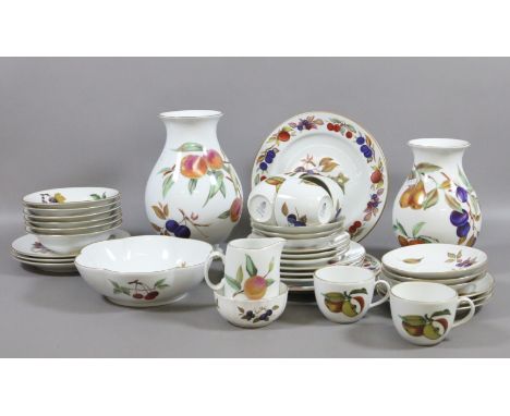 A Royal Worcester part tea and dinner service decorated in the Evesham Design (thirty seven pieces).